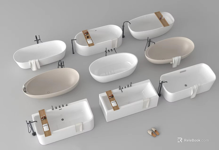 Various Modern Bathtub Designs With Different Shapes For Bathroom Decor Collection 3d model 