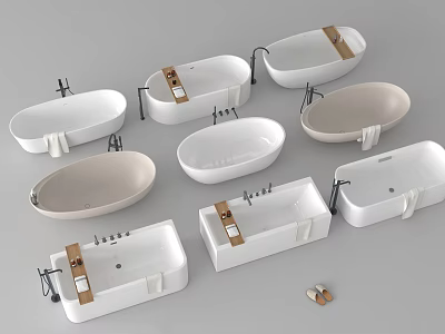 Various Modern Bathtub Designs With Different Shapes For Bathroom Decor Collection 3d model
