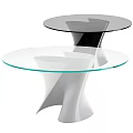 Modern Dining Table With Glass Top And Unique White Black Base Design 3d model