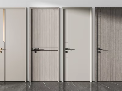 Sleek Modern Swing Doors Design Featuring Wood Grain And Solid Color Finishes 3d model