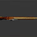 Antique Pistol with Wooden Grip and Golden Decorative Metal Components Vintage Design