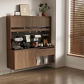 Practical Walnut Wood Sideboard Cabinet With Multiple Storage For Kitchen Coffee And Dining Area