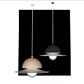 Modern Pendant Lights With Black Beige Dome Shades Transparent Saucers And Glowing Bulbs