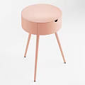 Pink Round Side Table With Single Drawer And Slender Legs 3d model