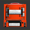 Red Flight Recorder Device With Warning Label And Metallic Components Design 3d model