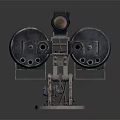Vintage Double Barrel Weapon With Scope Metal Base And Heat Dissipation Holes