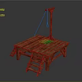 Sturdy Wooden Platform Equipment With Ladder Hanging Rope And Support Pole