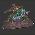 Turret Turntable Railgun Sci-fi Tower Defense Game Tower Defense Sci-fi Turret Game Turret Game Battery 3d model