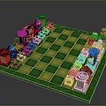 Electronic Mechanical Chess Set With Green Checkerboard And Detailed Pieces