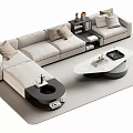 Modern Sofa And Coffee Table Set With Light Colored L Shaped Design And Marble Top 3d model
