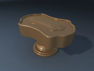 Golden Cabinet Handle with Elegant Curved Top and Round Base for Furniture Drawer 3d model