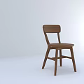 Simple Modern Wooden Dining Chair With Curved Backrest And Solid Support Legs 3d model