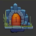 Ancient Gate Stone Gate European Gate Large Wooden Door Classical Gate Antique Gate Game Gate 3d model