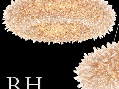 Elegant RH Round Cream Crystal Chandelier With Intricate Textured Decorative Design 3d model