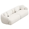 Plush Cream Colored Two Seater Sofa Featuring Round Cushions In Living Room Interior