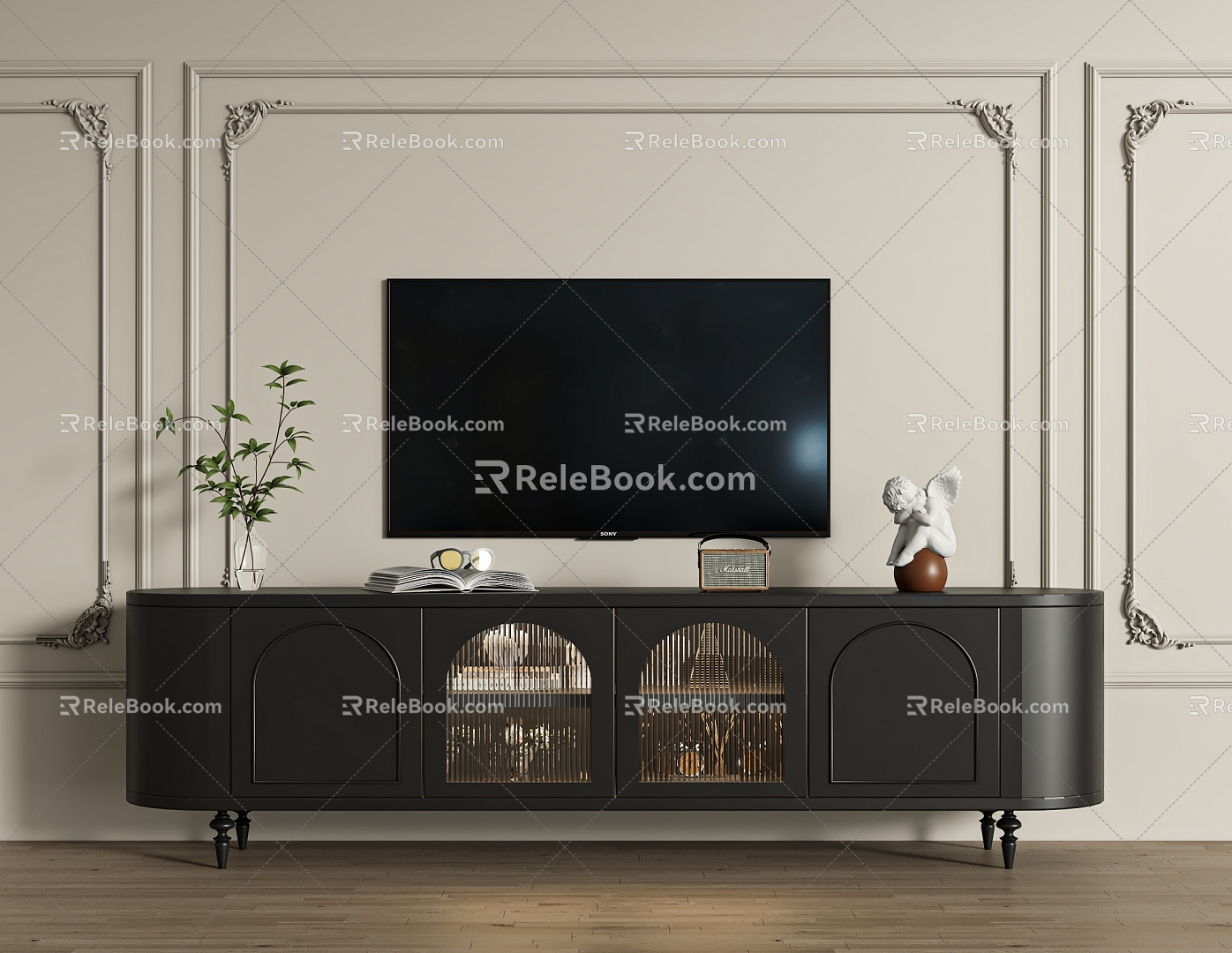 French Retro TV Cabinet 3d model