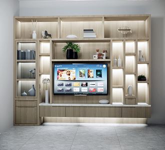 Modern TV background cabinet 3d model