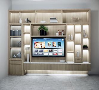 Modern TV background cabinet 3d model