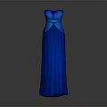 Elegant Blue Strapless Evening Dress With Satin Fabric And Belted Waist Design