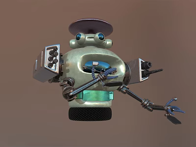 Detailed Robot Character With Mechanical Structure Blue Eyes Clawed Arms And Metal Body 3d model