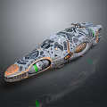 Futuristic Sci Fi Spaceship With Metallic Surface And Green Accents For Space Exploration