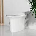 Modern White Toilet With Sleek Design In Minimalist Space And Palm Tree