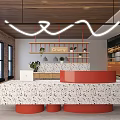 Office Front Desk Modern Front Desk Office Partition Screen Indoor Potted Apple Notebook Office Chandelier 3d model
