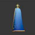 Game Movie Character in Blue Cloak with Golden Decor Star Patterns Green Accents and Pink Base
