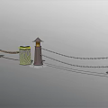 Modern Railing Rope Chain Railing 3d model