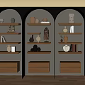 Antique Bookcase Entire Row of Bookcase American-style European-style Bookcase Study Bookcase Open Bookcase American-style Bookcase Ornaments Antique-style Ornaments 3d model