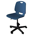 Comfortable Blue Office Chair With Plastic Seat Perforated Backrest Five Wheel Base Adjustable Height 3d model