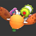Playful Orange Haired Character And Squid Like Creature With Green Weapon Backpack And Goggles