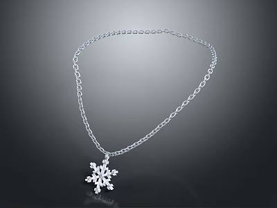 Stylish Silver Snowflake Pendant Necklace With Delicate Chain Fashion Accessory 3d model
