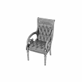 Silver Leisure Chair With Carved Decorations Ornate Armrests Tufted Seat And Classic Metal Frame Design