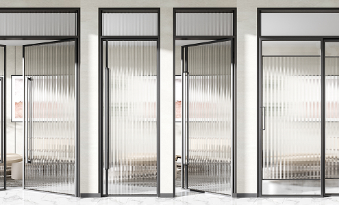 Modern double door glass single door double door combination 3d model