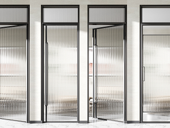 Modern double door glass single door double door combination 3d model