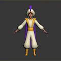 Cartoon Character In White Robe With Yellow Belt And Purple Cape Standing With Arms Outstretched