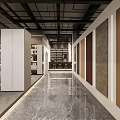 Modern Specialty Store Interior With Display Walls And Polished Marble Flooring