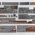 Various Background Wall Design Samples With Stone Wood And Tile Textures 3d model