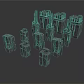 Detailed 3D Stone Castle Scene Components With Various Shapes And Structures