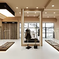 Modern G&Y Clothing Store Interior Featuring Green Transparent Installation And Clothing Racks With Clothes