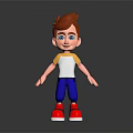 Cartoon Boy Character 3D Model With Red Hair Blue Eyes And Colorful Outfit