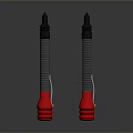 Red And Gray Handheld Weapons With Metallic Parts And Rubber Tips