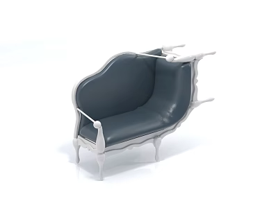 Elegant Modern Abstract Sofa With Curved Design Leather Upholstery And Metal Legs 3d model