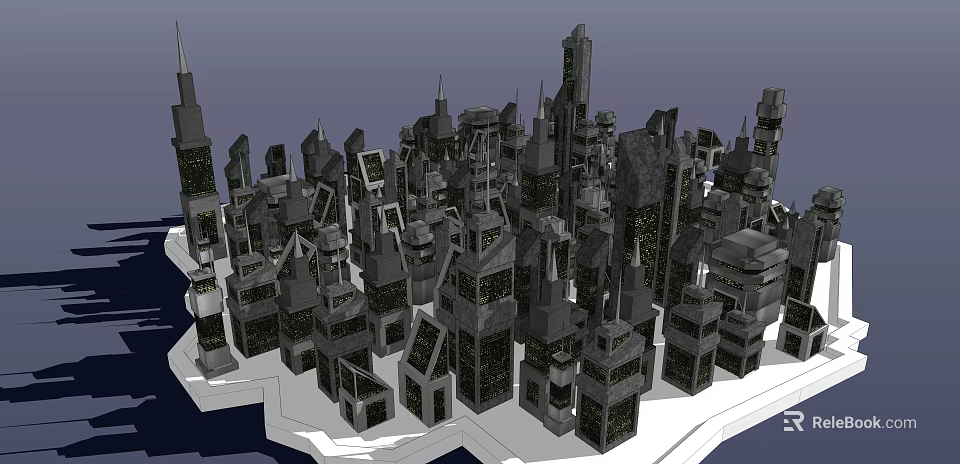 Modern Aerial Planning of Urban City with Skyscraper Building Layout 3d model 