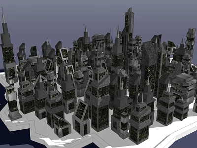 Modern Aerial Planning of Urban City with Skyscraper Building Layout 3d model