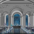Elegant Ocean Themed Banquet Hall With Stunning Fish Shaped Ceiling Decorations For Upscale Wedding Events