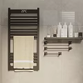 Modern Bathroom Accessories With Heated Towel Rail Shelf Towels And Toiletries