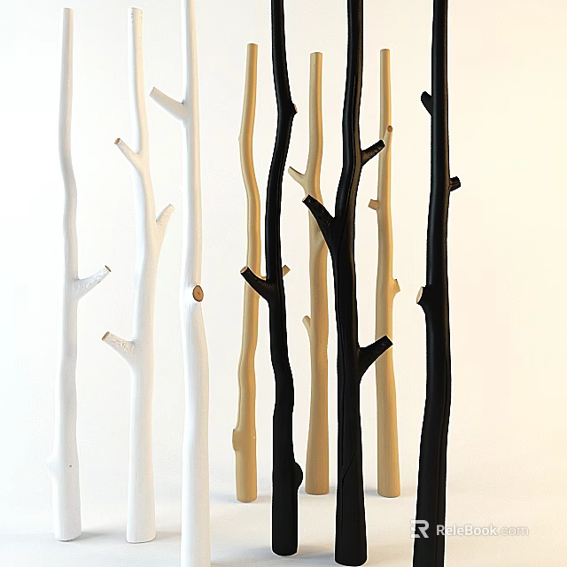 Decorative Stone Wood Branches in Various Colors for Modern Interior Decoration 3d model 