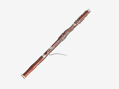 Classic Wooden Oboe Musical Instrument With Silver Keys And Professional Design 3d model